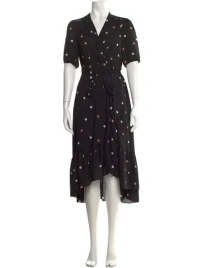 Pre-owned Kate Spade Polka Dot Print Long Dress In Black
