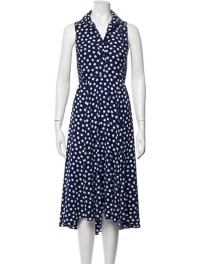 Pre-owned Kate Spade Polka Dot Print Long Dress In Blue