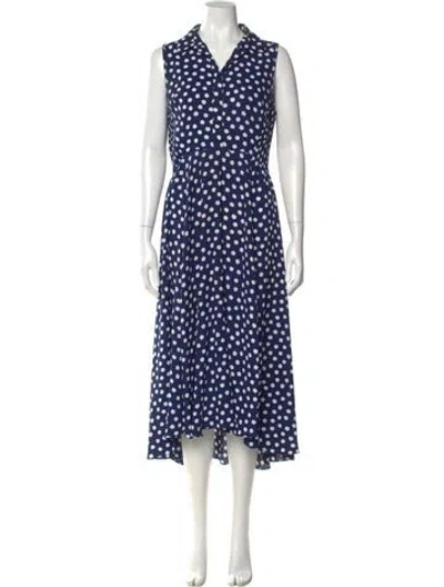 Pre-owned Kate Spade Polka Dot Print Long Dress In Blue