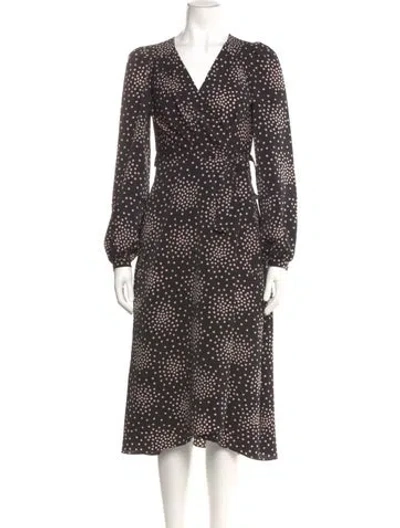 Pre-owned Kate Spade Polka Dot Print Midi Length Dress In Black