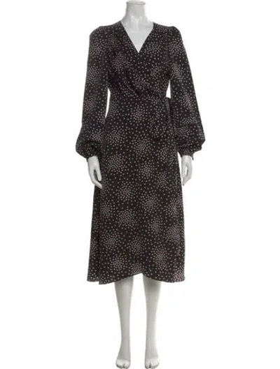 Pre-owned Kate Spade Polka Dot Print Midi Length Dress In Black