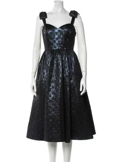 Pre-owned Kate Spade Polka Dot Print Midi Length Dress In Black
