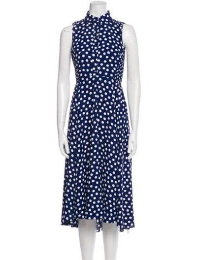 Pre-owned Kate Spade Polka Dot Print Midi Length Dress In Blue