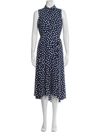 Pre-owned Kate Spade Polka Dot Print Midi Length Dress In Blue