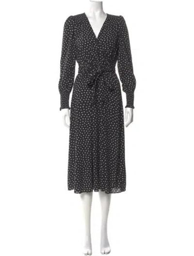 Pre-owned Kate Spade Polka Dot Print Midi Length Dress In Gray