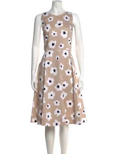 Pre-owned Kate Spade Polka Dot Print Midi Length Dress In Neutral
