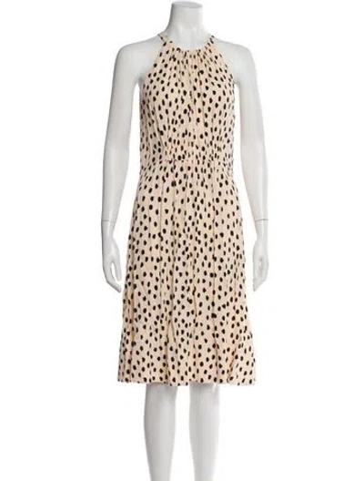 Pre-owned Kate Spade Polka Dot Print Midi Length Dress In Neutral