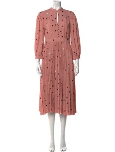 Pre-owned Kate Spade Polka Dot Print Midi Length Dress In Pink