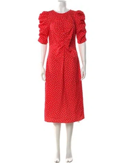 Pre-owned Kate Spade Polka Dot Print Midi Length Dress W/ Tags In Red