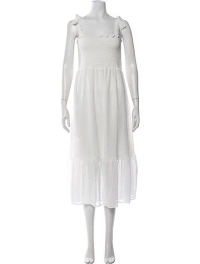 Pre-owned Kate Spade Polka Dot Print Midi Length Dress In White