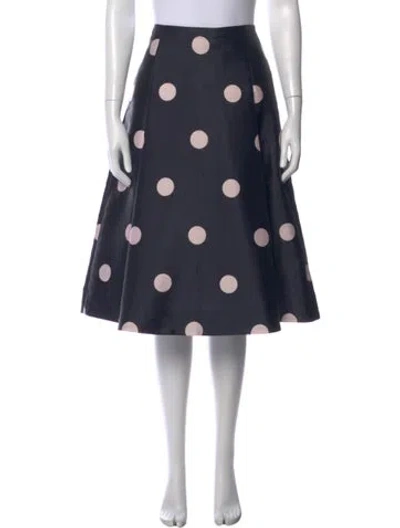 Pre-owned Kate Spade Polka Dot Print Midi Length Skirt In Black