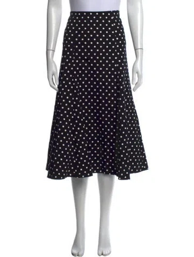 Pre-owned Kate Spade Polka Dot Print Midi Length Skirt In Black