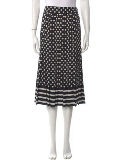 Pre-owned Kate Spade Polka Dot Print Midi Length Skirt In Black