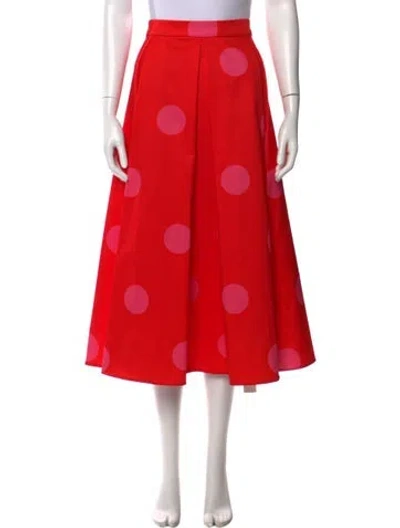Pre-owned Kate Spade Polka Dot Print Midi Length Skirt In Red
