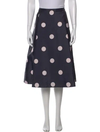 Pre-owned Kate Spade Polka Dot Print Midi Length Skirt W/ Tags In Black