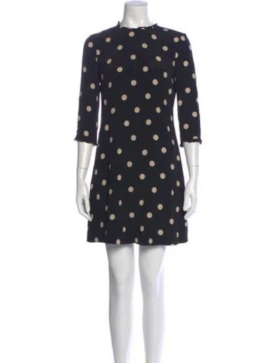 Pre-owned Kate Spade Polka Dot Print Mini Dress In Black