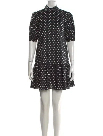 Pre-owned Kate Spade Polka Dot Print Mini Dress In Black