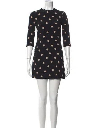 Pre-owned Kate Spade Polka Dot Print Mini Dress In Black
