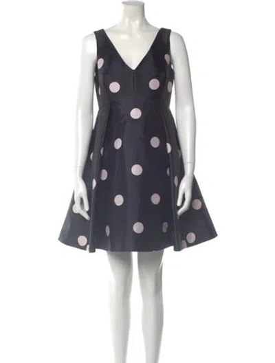 Pre-owned Kate Spade Polka Dot Print Mini Dress In Blue