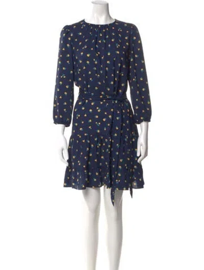 Pre-owned Kate Spade Polka Dot Print Mini Dress In Blue