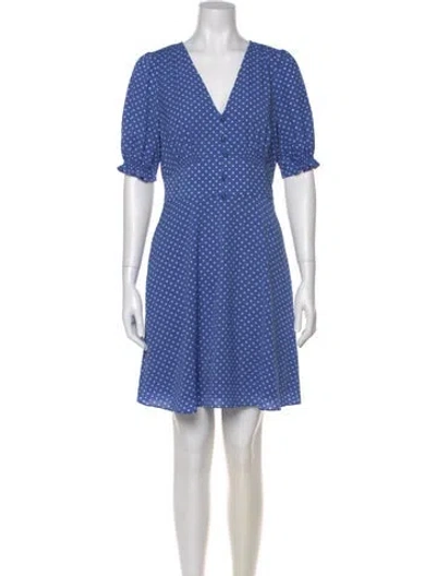 Pre-owned Kate Spade Polka Dot Print Mini Dress In Blue