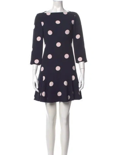 Pre-owned Kate Spade Polka Dot Print Mini Dress In Blue