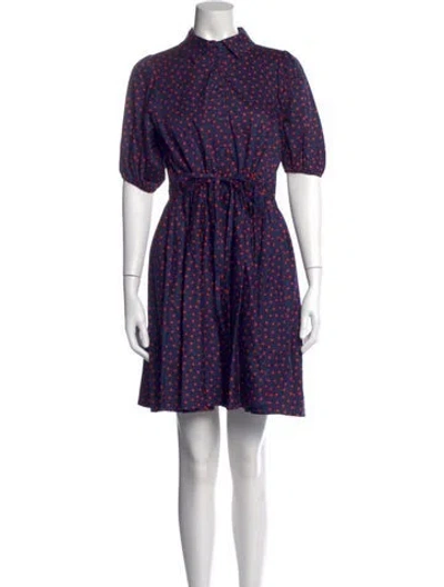 Pre-owned Kate Spade Polka Dot Print Mini Dress In Blue