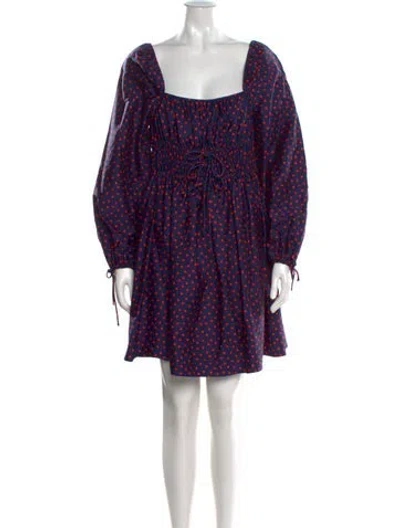 Pre-owned Kate Spade Polka Dot Print Mini Dress In Blue