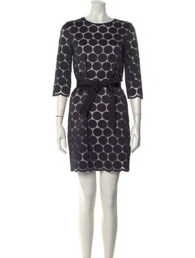 Pre-owned Kate Spade Polka Dot Print Mini Dress In Blue