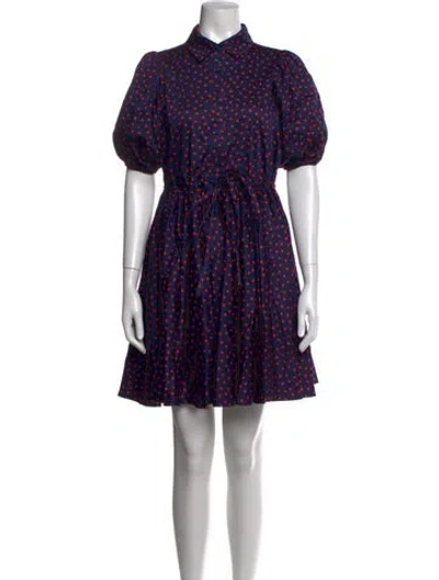 Pre-owned Kate Spade Polka Dot Print Mini Dress In Blue