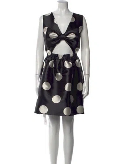 Pre-owned Kate Spade Polka Dot Print Mini Dress W/ Tags In Black