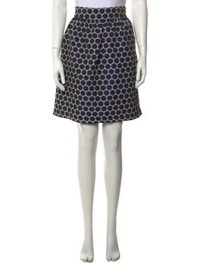 Pre-owned Kate Spade Polka Dot Print Mini Skirt In Blue
