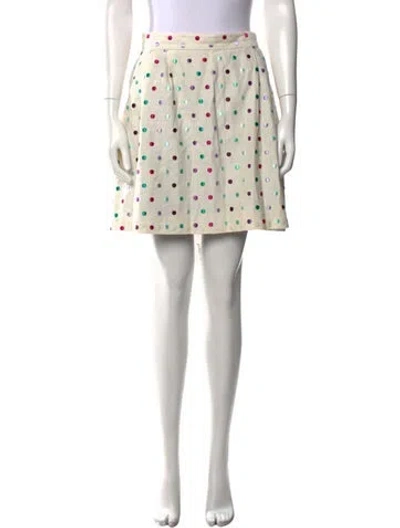 Pre-owned Kate Spade Polka Dot Print Mini Skirt In Neutral