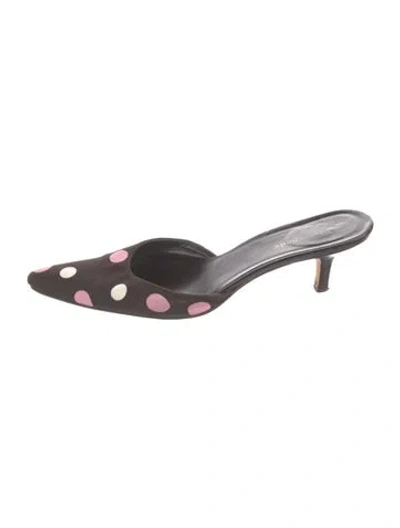 Pre-owned Kate Spade Polka Dot Print Mules In Brown