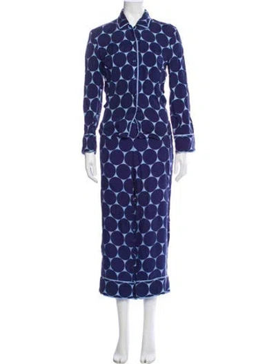 Pre-owned Kate Spade Polka Dot Print Pant Set In Blue
