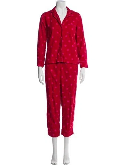 Pre-owned Kate Spade Polka Dot Print Pant Set In Red