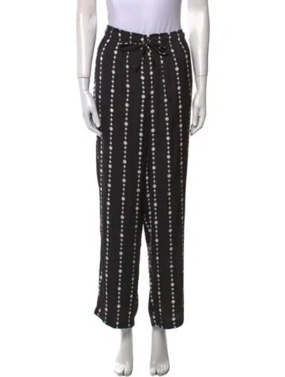 Pre-owned Kate Spade Polka Dot Print Ruffle Embellishment Sweatpants In Black