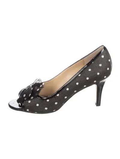Pre-owned Kate Spade Polka Dot Print Sandals In Black
