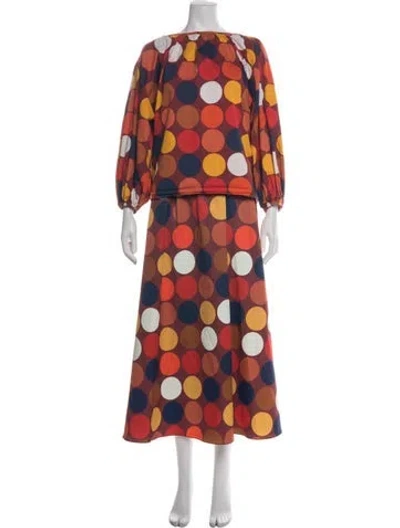 Pre-owned Kate Spade Polka Dot Print Skirt Set In Red