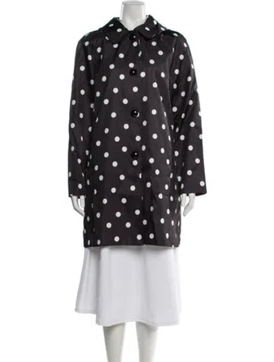 Pre-owned Kate Spade Polka Dot Print Trench Coat In Black
