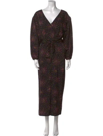 Pre-owned Kate Spade Polka Dot Print V-neck Jumpsuit In Black