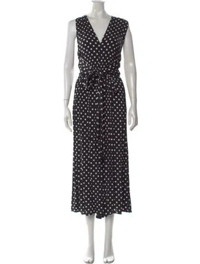 Pre-owned Kate Spade Polka Dot Print V-neck Jumpsuit W/ Tags In Multi