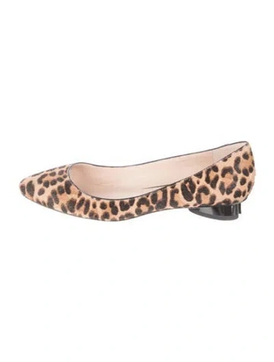 Pre-owned Kate Spade Ponyhair Animal Print Ballet Flats In Brown