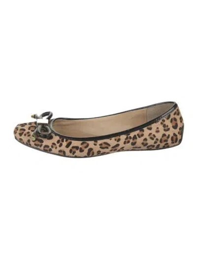 Pre-owned Kate Spade Ponyhair Animal Print Ballet Flats In Brown