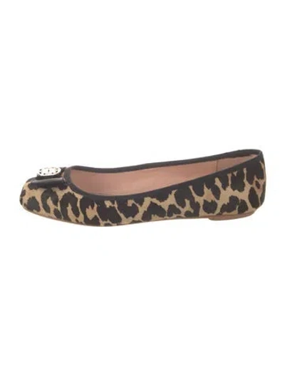 Pre-owned Kate Spade Ponyhair Animal Print Ballet Flats In Neutral