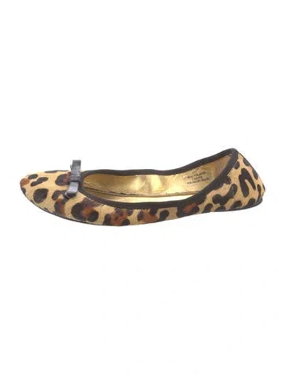 Pre-owned Kate Spade Ponyhair Animal Print Ballet Flats In Neutral