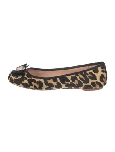 Pre-owned Kate Spade Ponyhair Animal Print Ballet Flats In Neutral