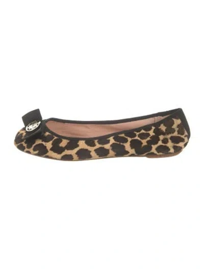 Pre-owned Kate Spade Ponyhair Animal Print Ballet Flats In Neutrals