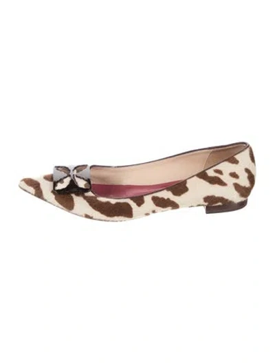 Pre-owned Kate Spade Ponyhair Animal Print Ballet Flats In Neutrals