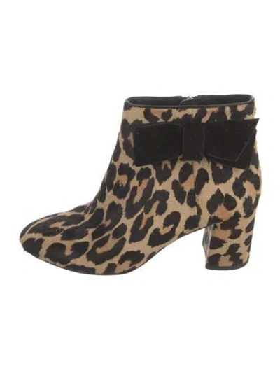 Pre-owned Kate Spade Ponyhair Animal Print Boots In Brown